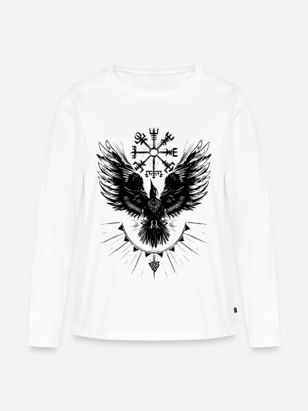 Wikinger Rabe Vegvisir Valknut - Frauen Premium Bio Langarmshirt - Weiß