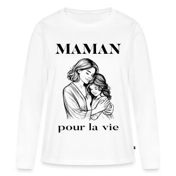 Mama fürs Leben - Frauen Premium Bio Langarmshirt - Weiß - Vorne - Julia (174cm)