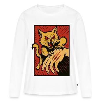 Crimson Claw Cat Assault - Women's Premium Organic Long Sleeve Shirt - white - Front - Julia (174cm)
