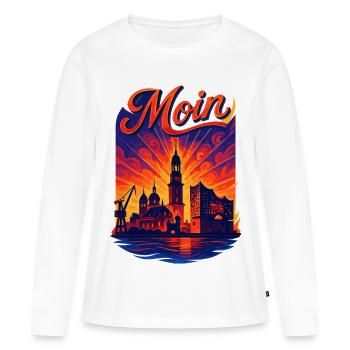 Silhouette de Hambourg Moin City Splendeur Elbe Cadeau - T-shirt manches longues Premium bio Femme - blanc - Devant - Julia (174cm)