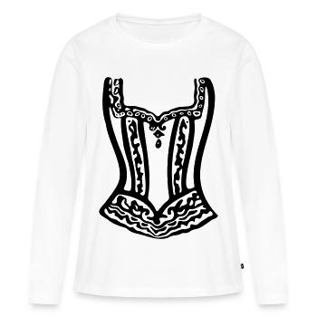 Art en ligne de corset en cage en perles victorien - T-shirt manches longues Premium bio Femme - blanc - Devant - Julia (174cm)