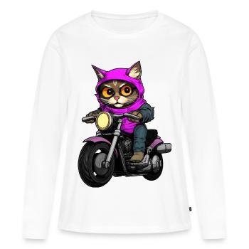 Cats Motocyclistes / Motocyclistes - T-shirt manches longues Premium bio Femme - blanc - Devant - Julia (174cm)