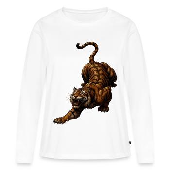 Tiger in the Leap Wild Dynamics - Women's Premium Organic Long Sleeve Shirt - white - Front - Julia (174cm)