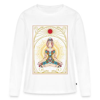 Chakras Zen – Cadeau Méditation - T-shirt manches longues Premium bio Femme - blanc - Devant - Julia (174cm)