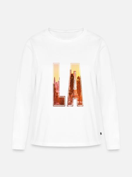 Los Angeles Tshirt Kalifornien Buchstaben Geschenk - Frauen Premium Bio Langarmshirt - Weiß