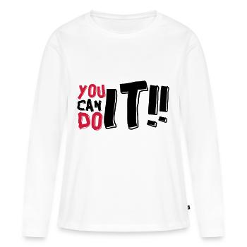 tu peux le faire - T-shirt manches longues Premium bio Femme - blanc - Devant - Julia (174cm)