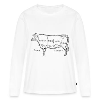 BBQ - T-shirt manches longues Premium bio Femme - blanc - Devant - Julia (174cm)