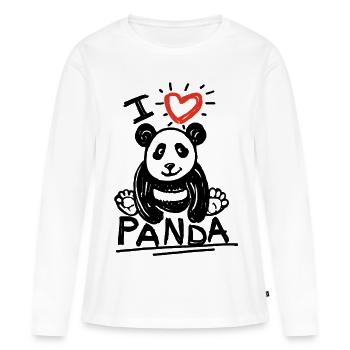 bébé panda assis - T-shirt manches longues Premium bio Femme - blanc - Devant - Julia (174cm)