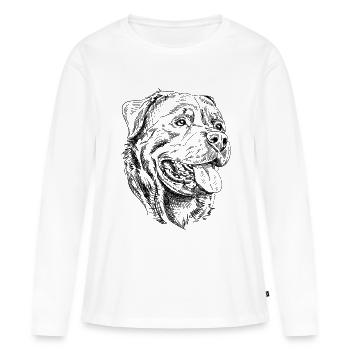 Rottweiler Porträt Tusche Zeichnung - Frauen Premium Bio Langarmshirt - Weiß - Vorne - Julia (174cm)