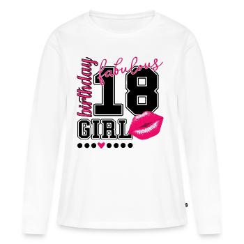 18e anniversaire pour fille dix-huitième anniversaire baiser - T-shirt manches longues Premium bio Femme - blanc - Devant - Julia (174cm)