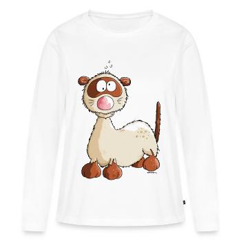 "Freddy Furet" - Dessin animé - T-shirt manches longues Premium bio Femme - blanc - Devant - Julia (174cm)