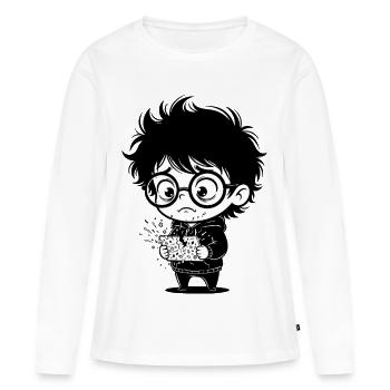 Sticker Enfant Tablette Brisée Stress Numérique - T-shirt manches longues Premium bio Femme - blanc - Devant - Julia (174cm)