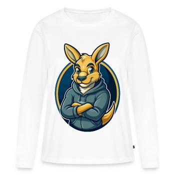 Kangaroo Kawaii mascotte dessin animé Clipart Logo Badge - T-shirt manches longues Premium bio Femme - blanc - Devant - Julia (174cm)