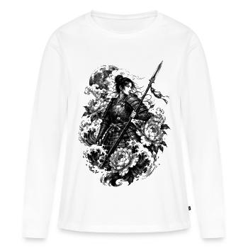 Guerrier samouraï japonais dans le style Irezumi - T-shirt manches longues Premium bio Femme - blanc - Devant - Julia (174cm)