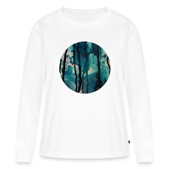 Sphères bleues et larmes I - T-shirt manches longues Premium bio Femme - blanc - Devant - Julia (174cm)