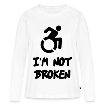 Un utilisateur de fauteuil roulant n’est pas cassé * - T-shirt manches longues Premium bio Femme - blanc - Devant - Julia (174cm)