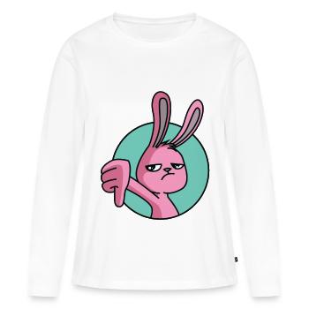 Pouce de lapin vers le bas - T-shirt manches longues Premium bio Femme - blanc - Devant - Julia (174cm)