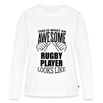 Rugby Rugby Rugby - T-shirt manches longues Premium bio Femme - blanc - Devant - Julia (174cm)
