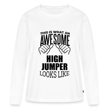 Saut en hauteur Saut en hauteur Saut en hauteur - T-shirt manches longues Premium bio Femme - blanc - Devant - Julia (174cm)