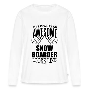 Snowboarden Snowboarden Snowboarden Snowboarden - Frauen Premium Bio Langarmshirt - Weiß - Vorne - Julia (174cm)
