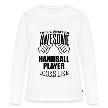 Handball Handball Handball - T-shirt manches longues Premium bio Femme - blanc - Devant - Julia (174cm)