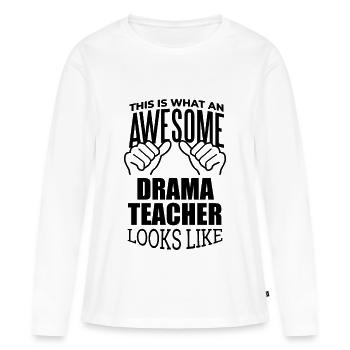 Drame Drame Drame - T-shirt manches longues Premium bio Femme - blanc - Devant - Julia (174cm)