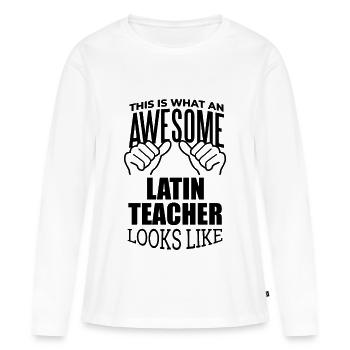Latin Latin Latin - T-shirt manches longues Premium bio Femme - blanc - Devant - Julia (174cm)