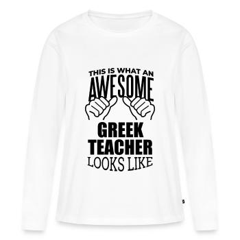 grec grec grec - T-shirt manches longues Premium bio Femme - blanc - Devant - Julia (174cm)