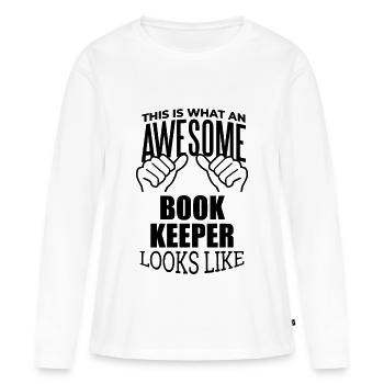 Comptable Comptable Comptable Comptable - T-shirt manches longues Premium bio Femme - blanc - Devant - Julia (174cm)