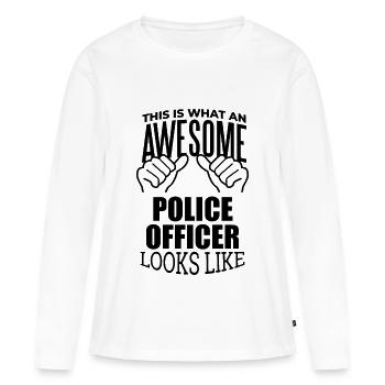 Police Police Police - T-shirt manches longues Premium bio Femme - blanc - Devant - Julia (174cm)