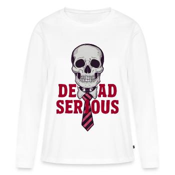 Mort sérieux - T-shirt manches longues Premium bio Femme - blanc - Devant - Julia (174cm)