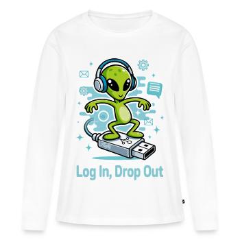👽 Alien auf dem USB-Surf - Frauen Premium Bio Langarmshirt - Weiß - Vorne - Julia (174cm)