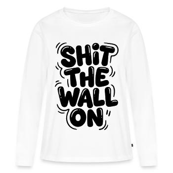 Arrête le mur - T-shirt manches longues Premium bio Femme - blanc - Devant - Julia (174cm)