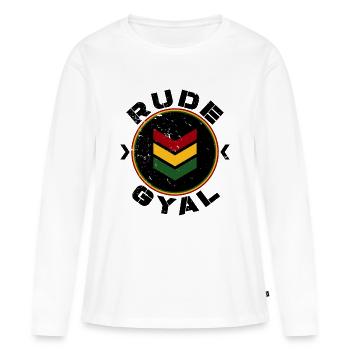 Rude Gyal black distressed - Frauen Premium Bio Langarmshirt - Weiß - Vorne - Julia (174cm)