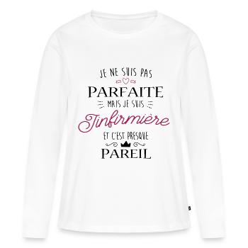 Parfaite infirmière - T-shirt manches longues Premium bio Femme - blanc - Devant - Julia (174cm)