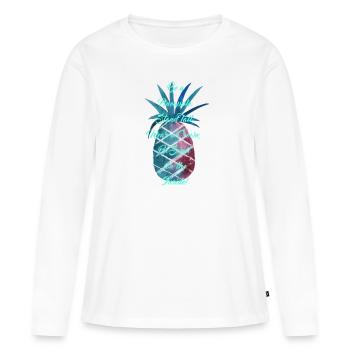 Un ananas - Turquoise - T-shirt manches longues Premium bio Femme - blanc - Devant - Julia (174cm)