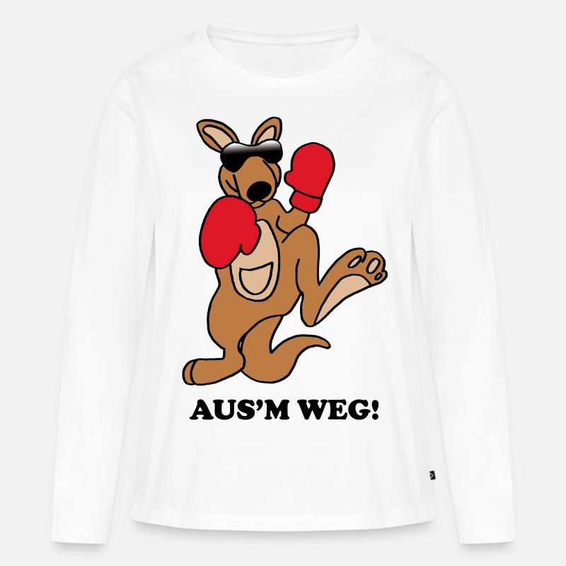 Känguru - Frauen Premium Bio Langarmshirt - Weiß