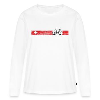 Cyclist Flag Switzerland Swiss CH Bike Racing - Women's Premium Organic Long Sleeve Shirt - white - Front - Julia (174cm)