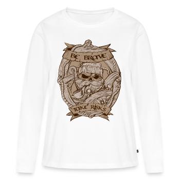 Crâne capitaine Vintage Design - T-shirt manches longues Premium bio Femme - blanc - Devant - Julia (174cm)
