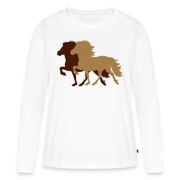 Islandpferde - Frauen Premium Bio Langarmshirt - Weiß - Vorne - Julia (174cm)
