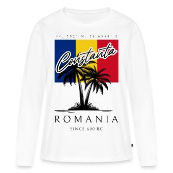 Constanta Roumanie Palmiers Drapeau Voyage Souvenir - T-shirt manches longues Premium bio Femme - blanc - Devant - Julia (174cm)
