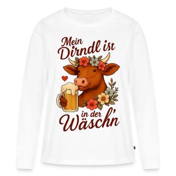 Mon Dirndl est dans la blanchisserie – Women’s Shirt Fun - T-shirt manches longues Premium bio Femme - blanc - Devant - Julia (174cm)