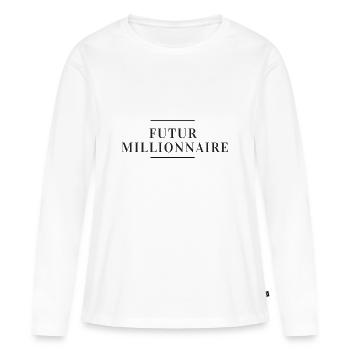 Futur MILLIONNAIRE - T-shirt manches longues Premium bio Femme - blanc - Devant - Julia (174cm)