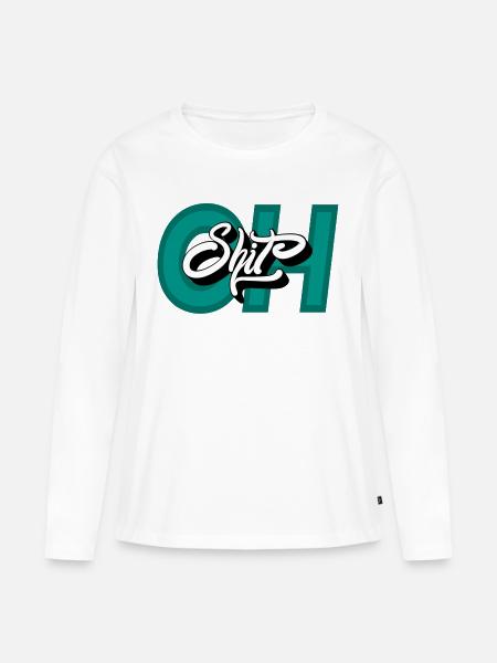 Oh shit - Frauen Premium Bio Langarmshirt - Weiß