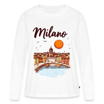 Milan Skyline – la métropole italienne de la mode et du design - T-shirt manches longues Premium bio Femme - blanc - Devant - Julia (174cm)