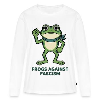 Grenouille contre le fascisme - T-shirt manches longues Premium bio Femme - blanc - Devant - Julia (174cm)