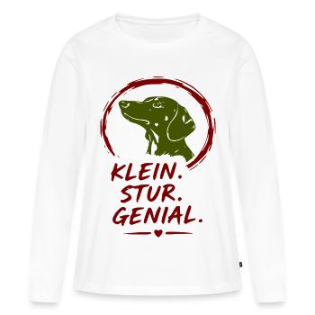 Kleiner Hund Stur Genial - Frauen Premium Bio Langarmshirt - Weiß - Vorne - Julia (174cm)