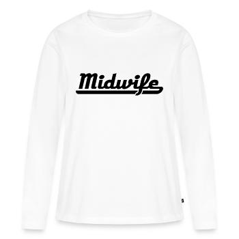Sage-femme - T-shirt manches longues Premium bio Femme - blanc - Devant - Julia (174cm)