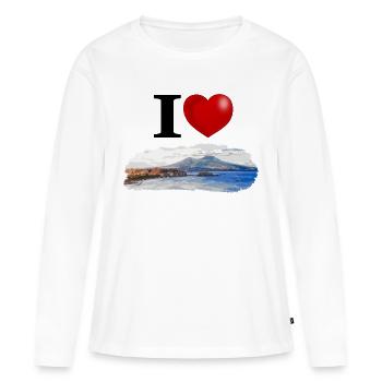 J'aime Naples - T-shirt manches longues Premium bio Femme - blanc - Devant - Julia (174cm)
