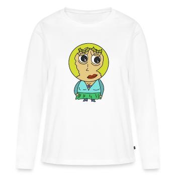 Rundkopf Frau Comicfigur blond Blondine Hübsch wtf - Frauen Premium Bio Langarmshirt - Weiß - Vorne - Julia (174cm)